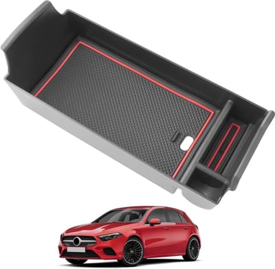 Opbergdoos voor Center Console voor Mercedes A-Klasse W177 V177 B-Klasse W247 GLA H247 CLA C118 2019-2024, Armsteun met Antislip Ondergrond, Ideale Opbergruimte en Organisator