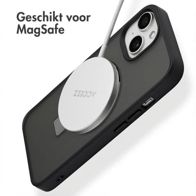 Accezz Hoesje - Geschikt voor Apple iPhone 15 - Ring Stand Backcover geschikt voor MagSafe - Zwart
