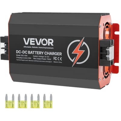 VEVOR 12V 60A DC/DC acculader, 750W voor loodzuur-, lithium-, AGM-, GEL- en natte accu's, intelligent meertraps opladen, voor campers, bedrijfsvoertuigen, boten en jachten