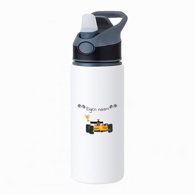 Hacebo® - Formule 1 met eigen naam - waterfles met rietje zwart - Sport - Formule 1 fans - Liefhebber - Cadeau - Verjaardag - Geschenk - Gepersonaliseerd - Jongens en meisjes - water fles - 650ML