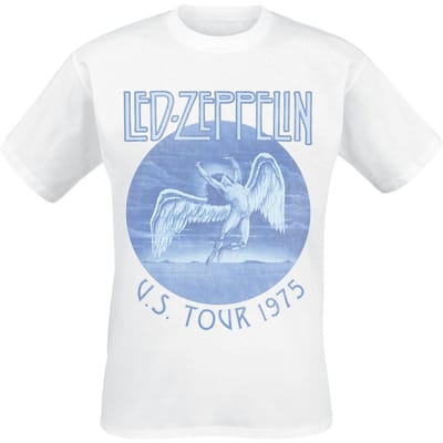 Led Zeppelin T-shirt - Tour 75 - S tot XXL - voor Mannen - wit