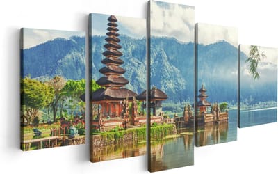 Artaza Canvas Schilderij Vijfluik Pura Tempel in Bali op het meer Beratan - 100x50 - Foto Op Canvas - Canvas Print