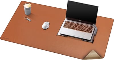 XXL Muismat 100 x 50 cm - PU Leren Oppervlak en Kurken Basis in Bruin - Hoogwaardige Bureau Pad voor Gaming, Kantoor en Thuiswerkplek - Ideaal voor PC, Laptop en XL Bureau's
