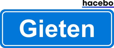 Hacebo - Plaatsnaam Sticker - 29x10 CM - Gieten sticker - Verkeersborden sticker - grappige cadeaus - Gieten