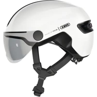 Fietshelm ABUS HUD-Y ACE shiny white L - 57-61 cm - wit - Geschikt voor gebruik op elektrische fietsen - stadsfietsen - 460 g