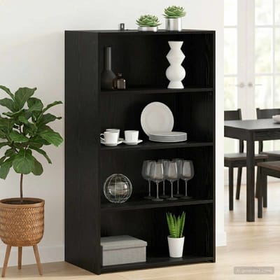 vidaXL - Highboard - Zwart - eiken - 70 - x - 41 - x - 124 - cm - Bewerkt - hout