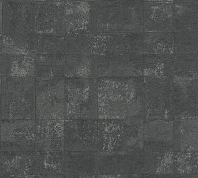 METALLIC TEGELLOOK BEHANG | Industrieel - Grijs Zwart Zilver - Livingwalls Stories of Life