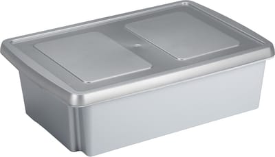 Sunware opslagbox - 30 liter - lichtgrijs - kunststof - 59 x 39 x 17 cm - met grijze deksel - mand - opberg kist