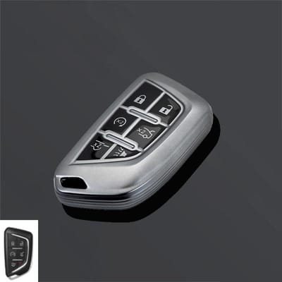 Autosleutel Fob Cover Hoesje Voor Cadillac Escalade Ct4 Ct4-V Ct5 Xts Ct6 C8 Voor Gmc Yukon     Accessoires gray