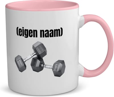 Akyol - 10 kg dumbbells met eigen naam koffiemok - theemok - roze - Fitness - atleten/sport liefhebbers - sport - gewichten - fitness - verjaardag - cadeau - kado - 350 ML inhoud