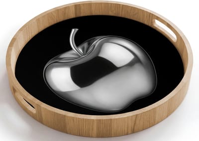 Dienblad rond 40x40 cm - Schootdienblad hout - Appel - Metallic - Symmetrisch - Borrelplank rechthoek - Plateau houten dienbladen