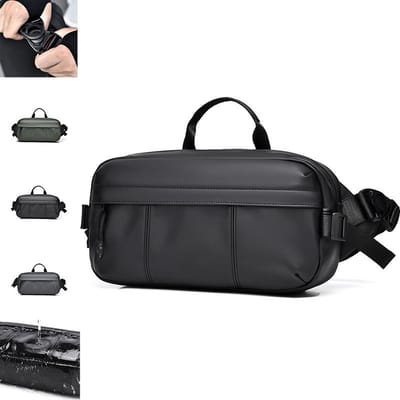 KZQ Stijlvolle Heren Schoudertas En Crossbody Tas - Kleine Brieftas Voor Werk Kantoor En Reis - Waterdicht En Lichtgewicht - Zwart