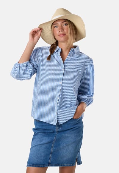 Seaside Marina Seersucker Blouse – Damesblouse – Maat 38