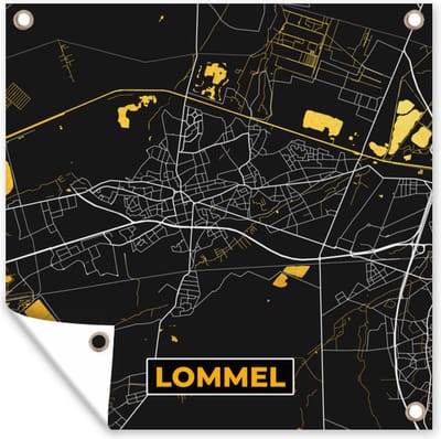 Tuin poster Lommel - Stadskaart - Goud - Plattegrond - Kaart - 200x200 cm - Tuindoek