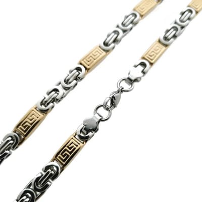 Aramat Jewels | Halskettingen | Opvallende Stalen Koningsketting - man | Bicolor / 55cm / 9mm |55cm | | Staal | Volwassenen | Verkleurd niet