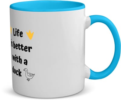 Akyol - life is better with a duck koffiemok - theemok - blauw - Eend - eenden liefhebbers - verjaardag - cadeau - kado - geschenk - 350 ML inhoud
