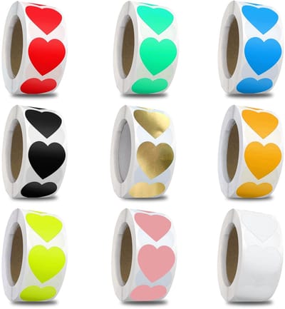 Solidchoice - Hartvormige Stickers Rol met 4500 Zelfklevende Etiketten voor Creatief Handwerk