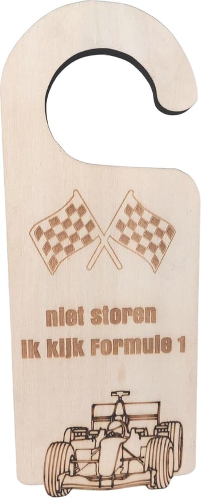 WoodR | Deurhanger | tekstbordje | niet storen ik kijk formule 1 | cadeau | Max Verstappen