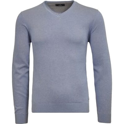 Ragman Trui Knit Pullover V-Neck Ricecorn Look Licht Blauw / male