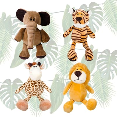 4-1S Safari Knuffeldieren Groothandel Pluche Jungle Dier Speelgoed Adoptie Feestartikelen Verjaardag Babyborrel Cadeau