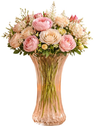 Atmosphera Bloemenvaas Delight - boeket vaas - glas - pastel oranje - 15 x 30 cm