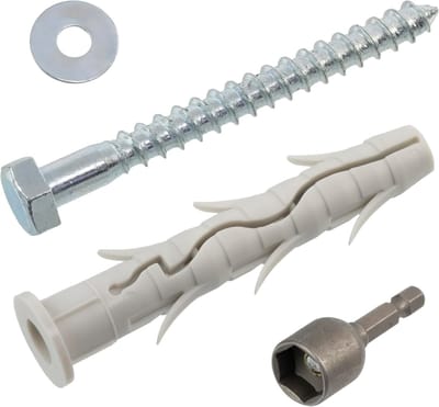 Bevestigingsset Nylon - Pluggen en bouten - Muurbevestiging - Met afgeschuinde kraag - Ø12x80mm + Ø8x80mm