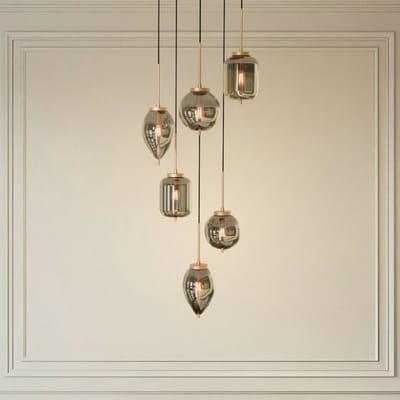 Lucande hanglamp Elani, 6-lamps, Ø 62 cm, glas
