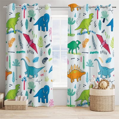 3D Geprinte Leuke Cartoon Dinosaurus Gordijnen Voor Woonkamer Slaapkamer Jaloezieën Kinderkamer Woondecoratie 2 Panelen 50W130H(CM)X2PCS&Hook