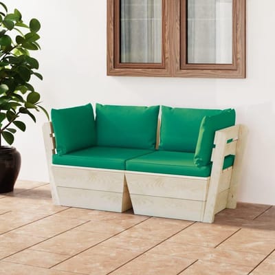 Palletbank Tuinbank - Houten Bank Zitbank - Ontspannen Buiten - Geïmpregneerd Sparrenhout - 60 x 60 x 65 cm - Groen