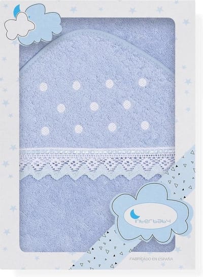 Interbaby Badcape Stippen Junior 100 Cm Katoen Blauw
