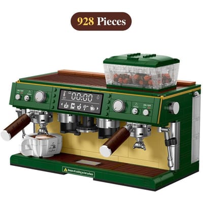 Retro Koffiezetapparaat Bouwstenen Puzzelspeelgoed voor Kinderen Volwassenen Kerstcadeau Woondecoratie Bureau Creatieve DIY black