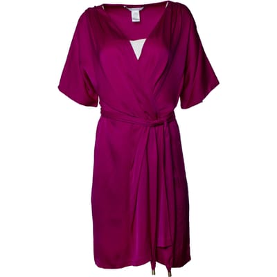 Diane Von Furstenberg, roze zijden jurk met riem