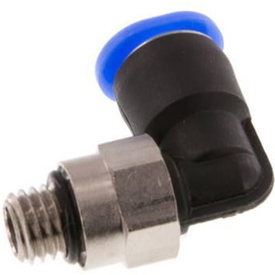 6mm x M 7 90 graden L-verbinding Messing/PBT Insteekfitting Buitendraad Kort Draaibaar Compact Ontwerp NBR [2 Stuks]
