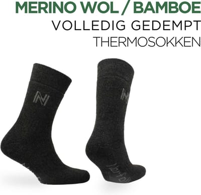 Norfolk - Wandelsokken - Merino wol en Bamboe Mix - Thermische Zacht en Warme Outdoorsokken - Wintersokken - Thermosokken - Sokken Dames - Sokken Heren - Merino Wol Sokken - Donker Zwart - Maat 35-38 - Gabby