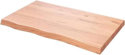 Tafelblad Massief Eiken - Vervangend Blad - Eettafel Opknappen - Natuurlijke Rand - 100x60x6 cm - Lichtbruin