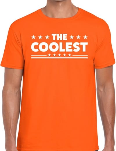 The Coolest tekst t-shirt oranje heren - heren shirt The Coolest - oranje kleding M