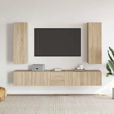 vidaXL - 5-delige - Tv-meubelset - bewerkt - hout - sonoma - eikenkleurig