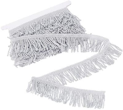 Dailygoody - Kwastje Fringe Trim - Zilveren Stof Trim - Perfect voor Gordijnen - 4,6 Meter - DIY Ambachten - Ideaal voor Woondecoratie - Geschikt voor