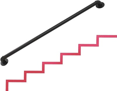 Wandleuning voor trap - Trapleuning ijzer - Veilig traplopen - Hoge draagkracht - 3 voet - Zwart
