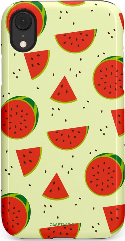 Casetastic Hoesje Geschikt voor Apple iPhone Xr - Stijlvolle Beschermende Duo-layer Case - Meloen Moment