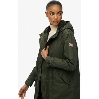 Superdry Military Borg Fishtail Parka Jas Khaki Grootte: 44
