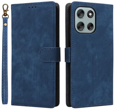 Coverup Hoesje - Geschikt voor Motorola Moto G56 Hoesje - Coverup Book Case met Koord - Blauw