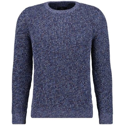 Ragman Trui Structure Knit Pullover Roundneck Night Blue-Grey / male