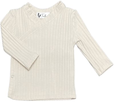 Overslagshirtje - Wide rib jersey - Natural beige - maat 44