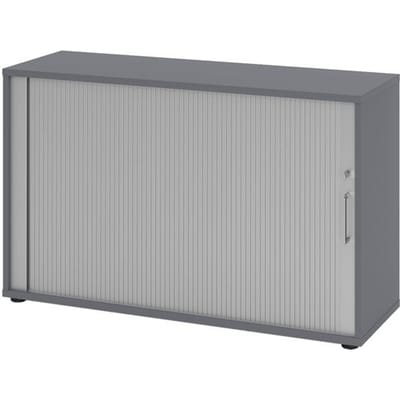 Rolluikkast Breno, 2 OH, afsluitbaar, stapelbaar, B 1200 x D 400 x H 748 mm, spaanplaat, grafiet