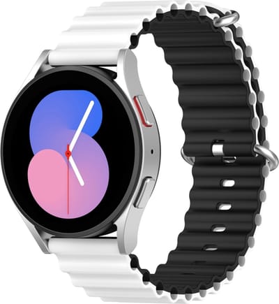 Siliconen bandje - geschikt voor Garmin Venu (2 Plus) / Venu SQ (2) / Vivomove (Style - Sport) / Vivoactive 3 / 5 / 6 / Forerunner 55 / 165 / 245 / 645 / 570 - 42mm - wit-zwart