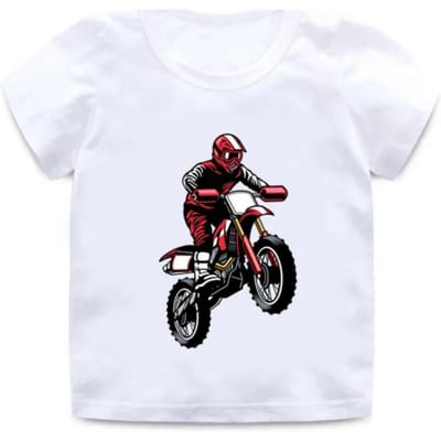 Motocross Rider Coole Jongens T-shirts Zomer Mode Kinderen T-shirt Streetwear Peuter Baby Meisjes Kleding Kinderen Tops 8T black