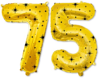 LUQ – Folieballonnen Cijfer 75 – Goud-Zwart – Verjaardag Decoratie – Cijfer Ballon – Feest Versiering – Helium Geschikt