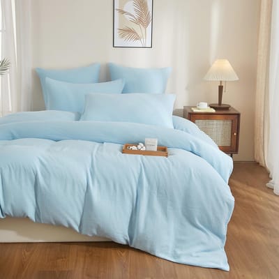 Unyqoos ® Comfortabel en Luxe Dubbel Laag Beddengoed in Zacht Blauw voor Optimaal Slaapcomfort