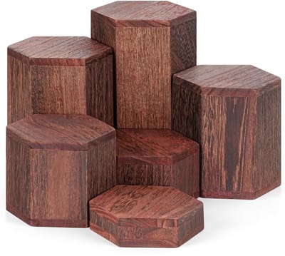 Shore Zeshoekige houten plateau (6 stuks) - dessert- en cupcake-standaard - plateau decoratie - etage-presentatiestandaard voor buffet en taarten - levensmiddelenstandaard